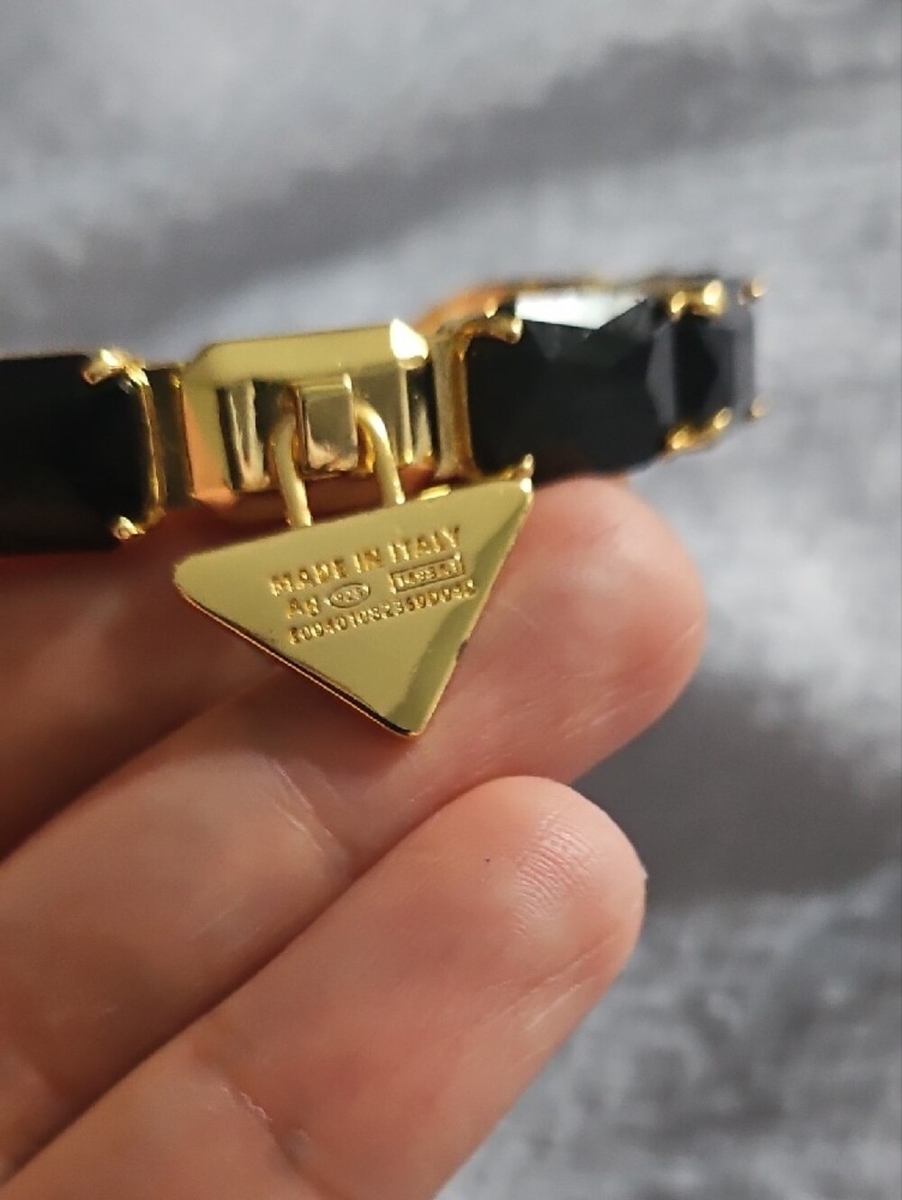 Gold Plated Black and Gold Logo Charm Cuff - Picture 3 of 4